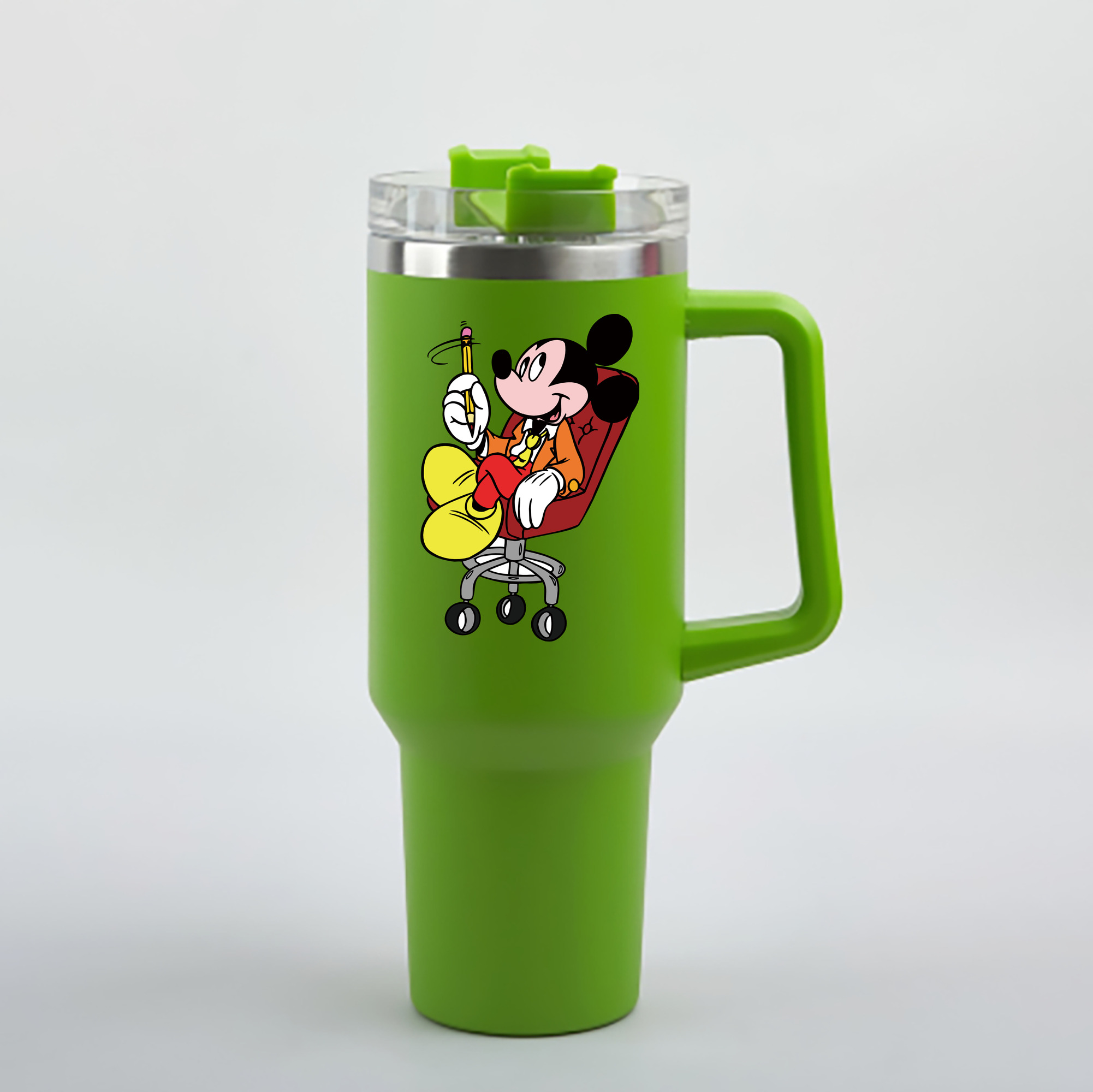 （画像用） ミッキーマウス Mickey Mouse 1200mL車用タンブラー - クリスタルステッカー（プラスチックストロー付き）